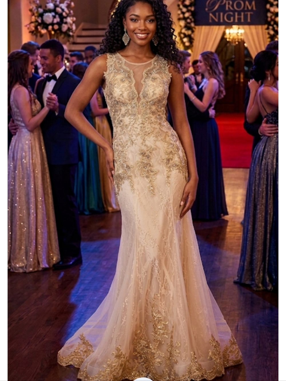 Elegant Sleeveless Embellished Evening Gown